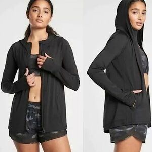 Athleta Pacifica Black Zip-Up Athletic/Surf  SPF Jacket